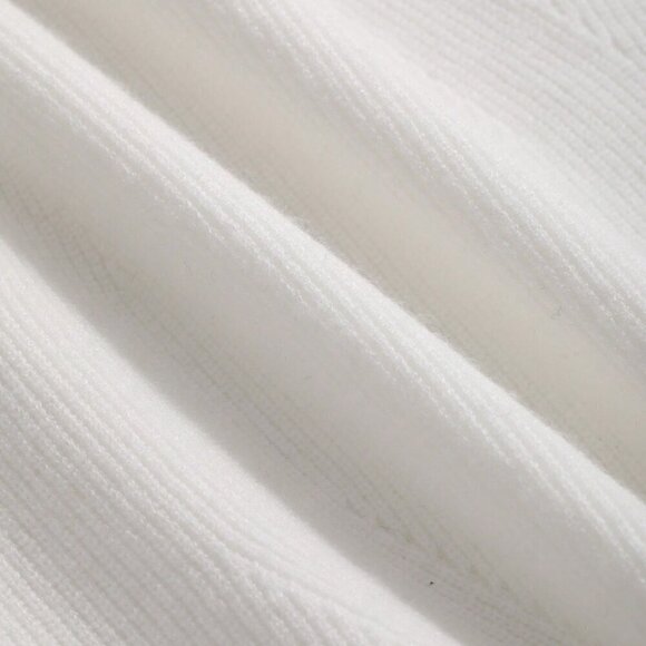 White Casual Women's Tight-Fitting Deformed Square Neck Knitted Top - Picture 10 of 10